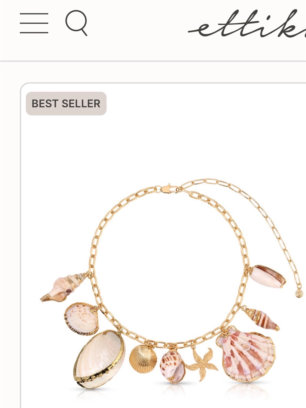 ettika Gold-Tone Pink Shell Charm Necklace with Starfish